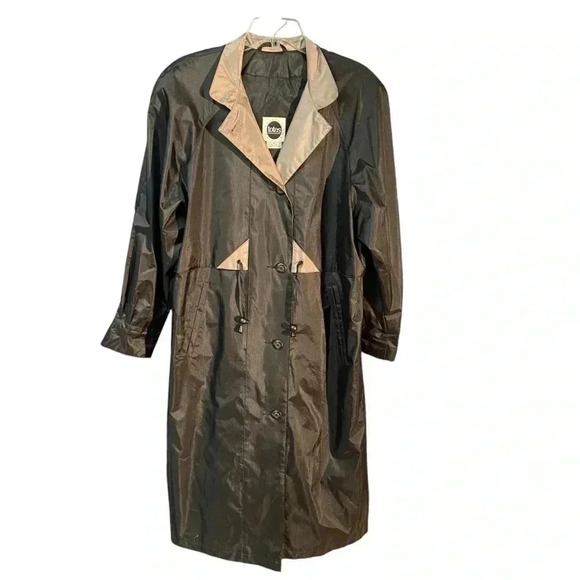 Totes Rainwear Women’s Trenchcoat Raincoat Size 8P Black Pewter Collar Classic - Picture 8 of 11